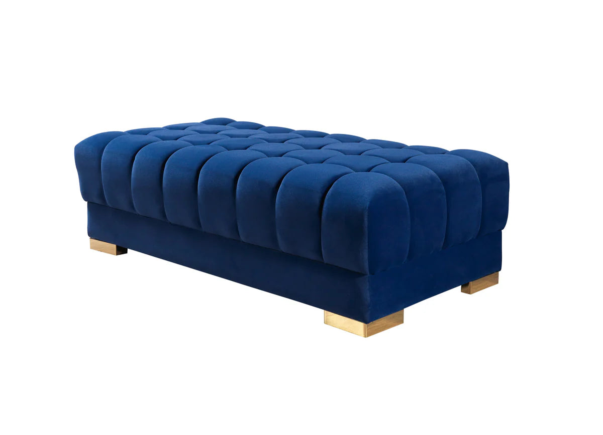 Ariana Blue Velvet Double Chaise 138" Sectional (N)