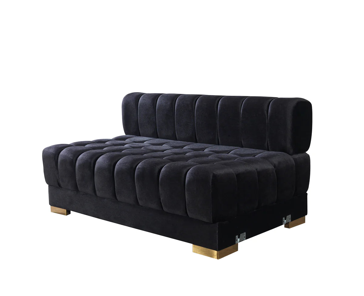 Ariana Black Velvet Double Chaise 138" Sectional (N)