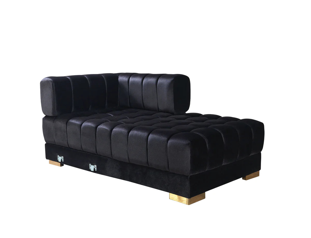 Ariana Black Velvet Double Chaise 138" Sectional (N)