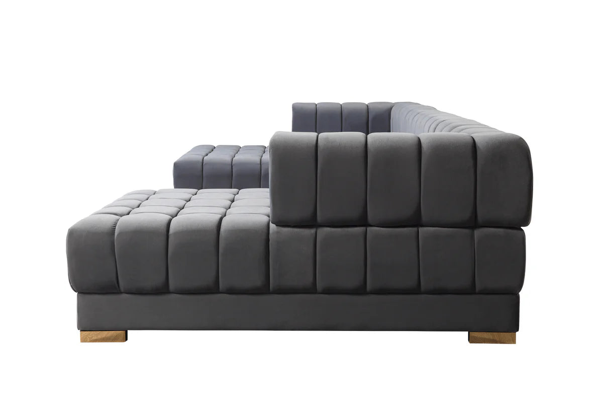Ariana Gray Velvet Double Chaise 138" Sectional (N)