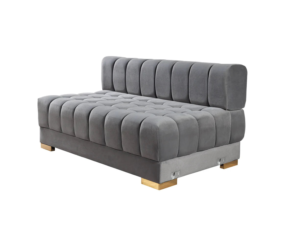 Ariana Gray Velvet Double Chaise 138" Sectional (N)