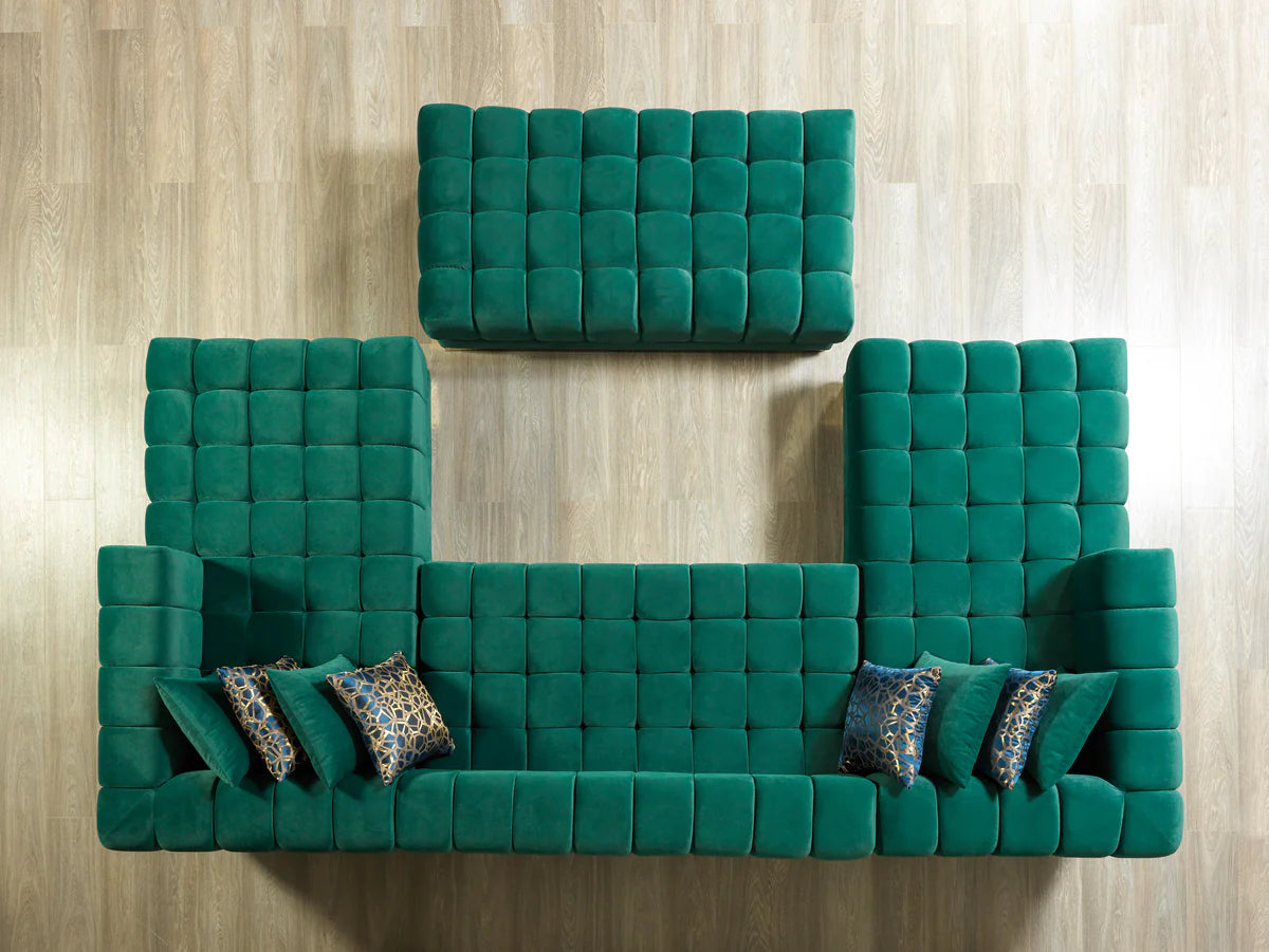 Ariana Green Velvet Double Chaise 138" Sectional (N)