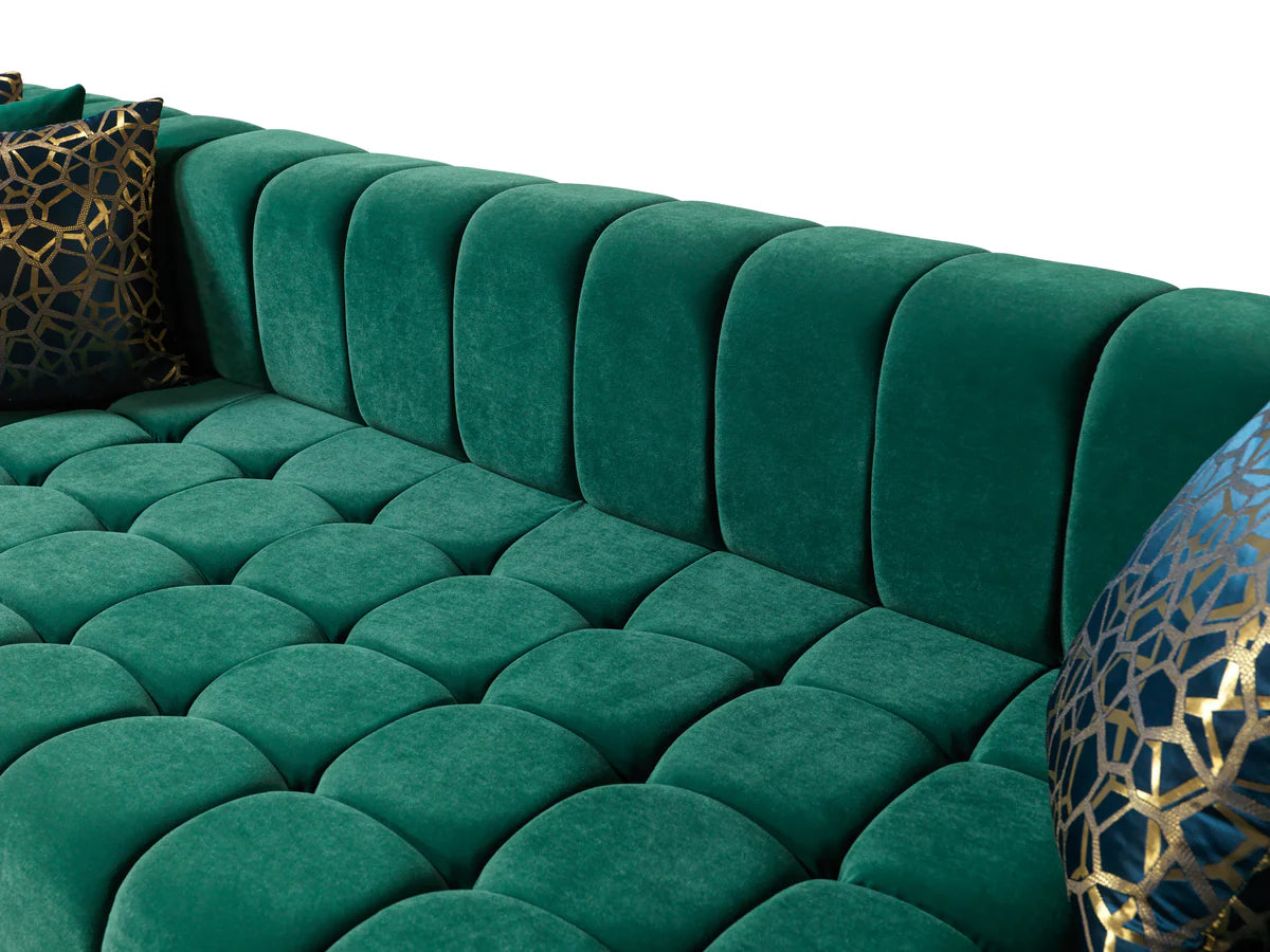 Ariana Green Velvet Double Chaise 138" Sectional (N)