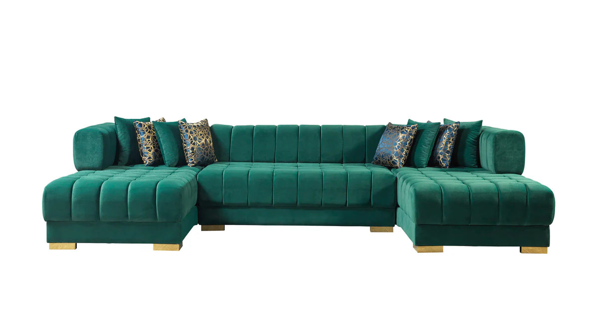 Ariana Green Velvet Double Chaise 138" Sectional (N)