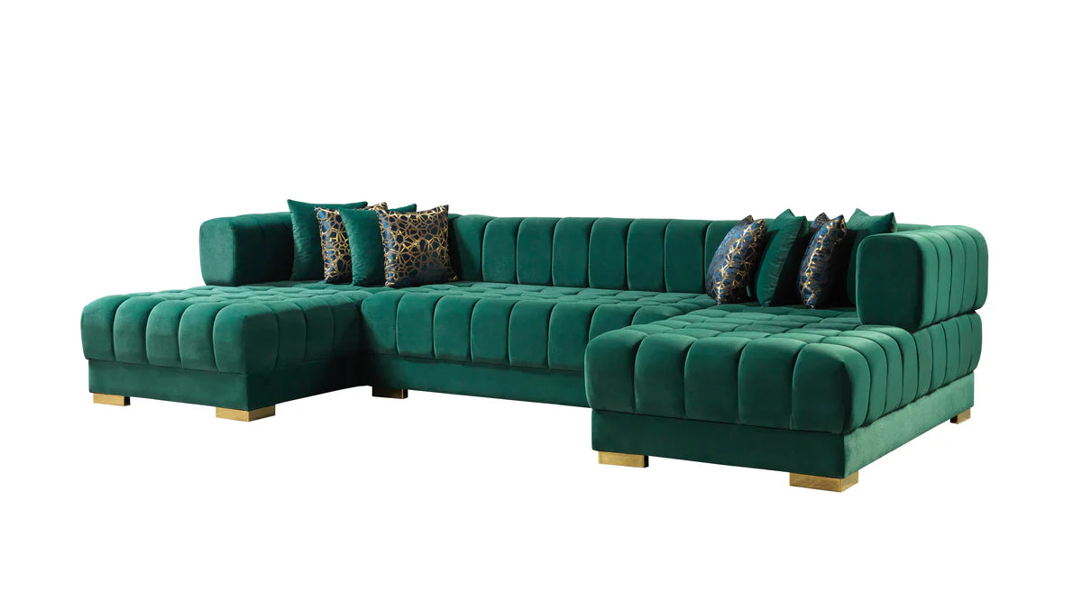 Ariana Green Velvet Double Chaise 138" Sectional (N)