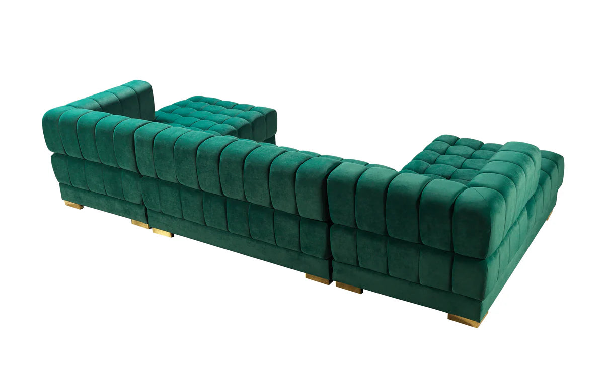 Ariana Green Velvet Double Chaise 138" Sectional (N)