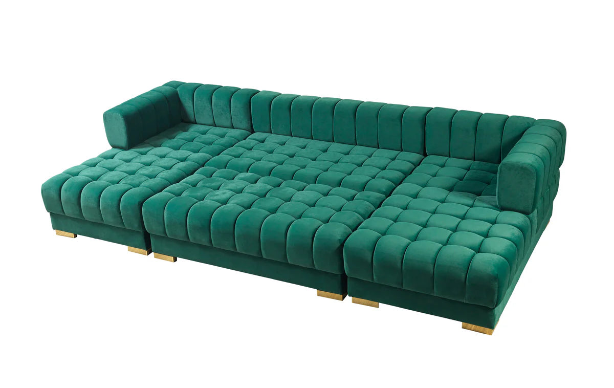 Ariana Green Velvet Double Chaise 138" Sectional (N)