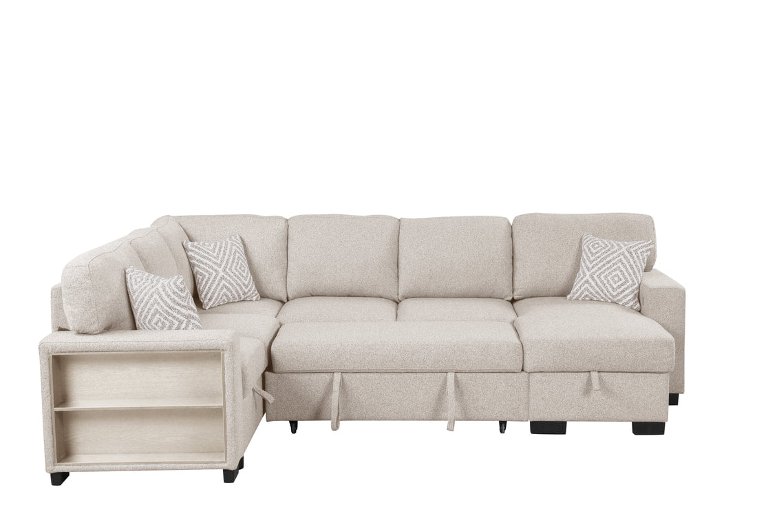 Atlantic Beige Sectional With Pull-Out Bed (HH)