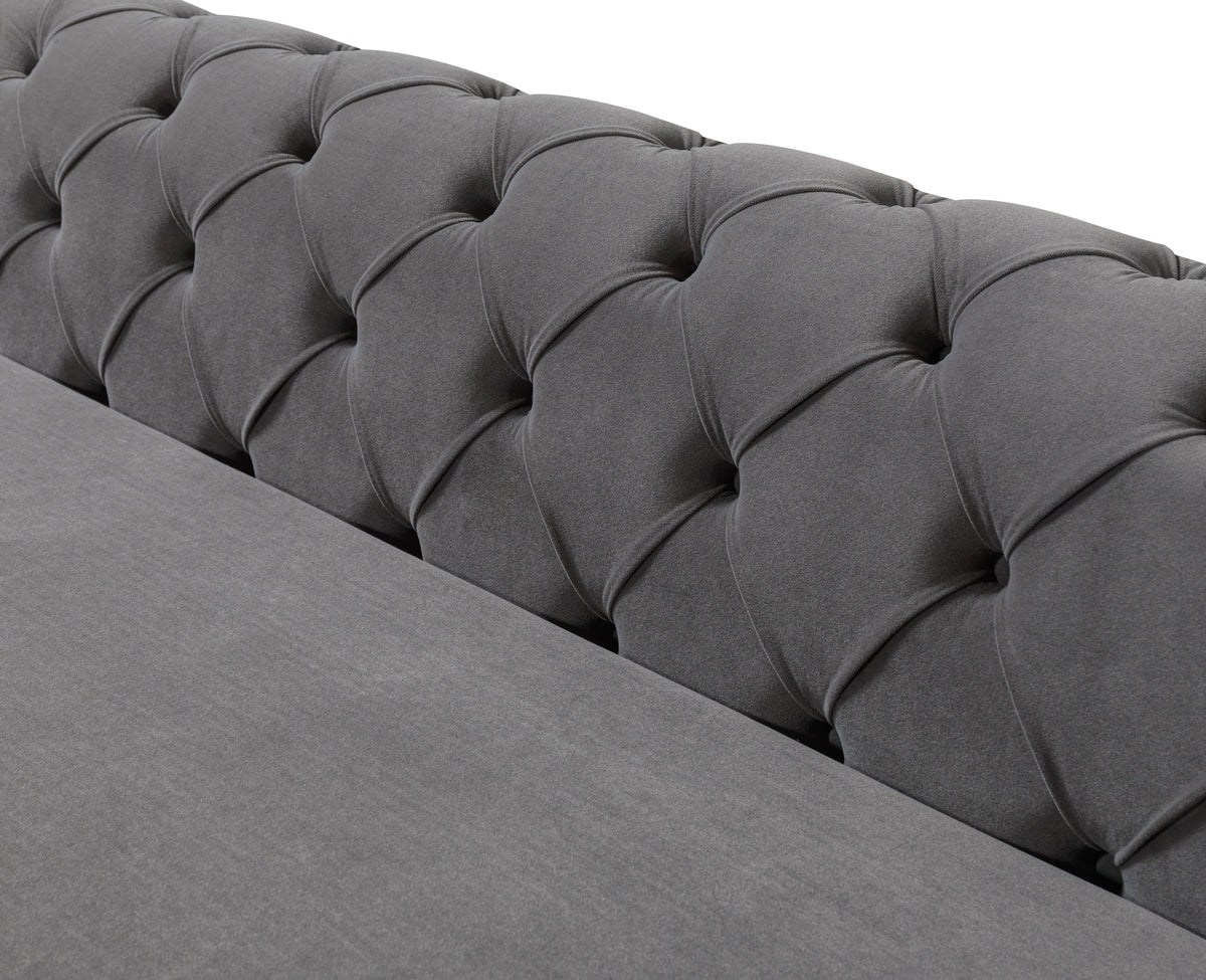 Jessie Gray Velvet Double Chaise 138" Sectiona