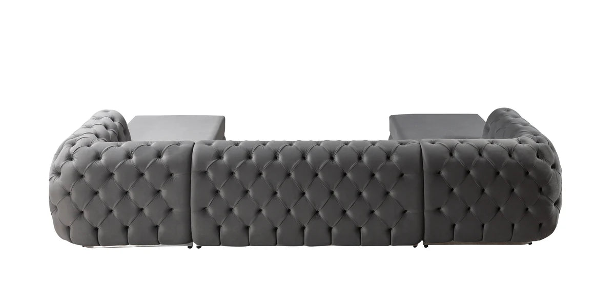 Jessie Gray Velvet Double Chaise 138" Sectiona