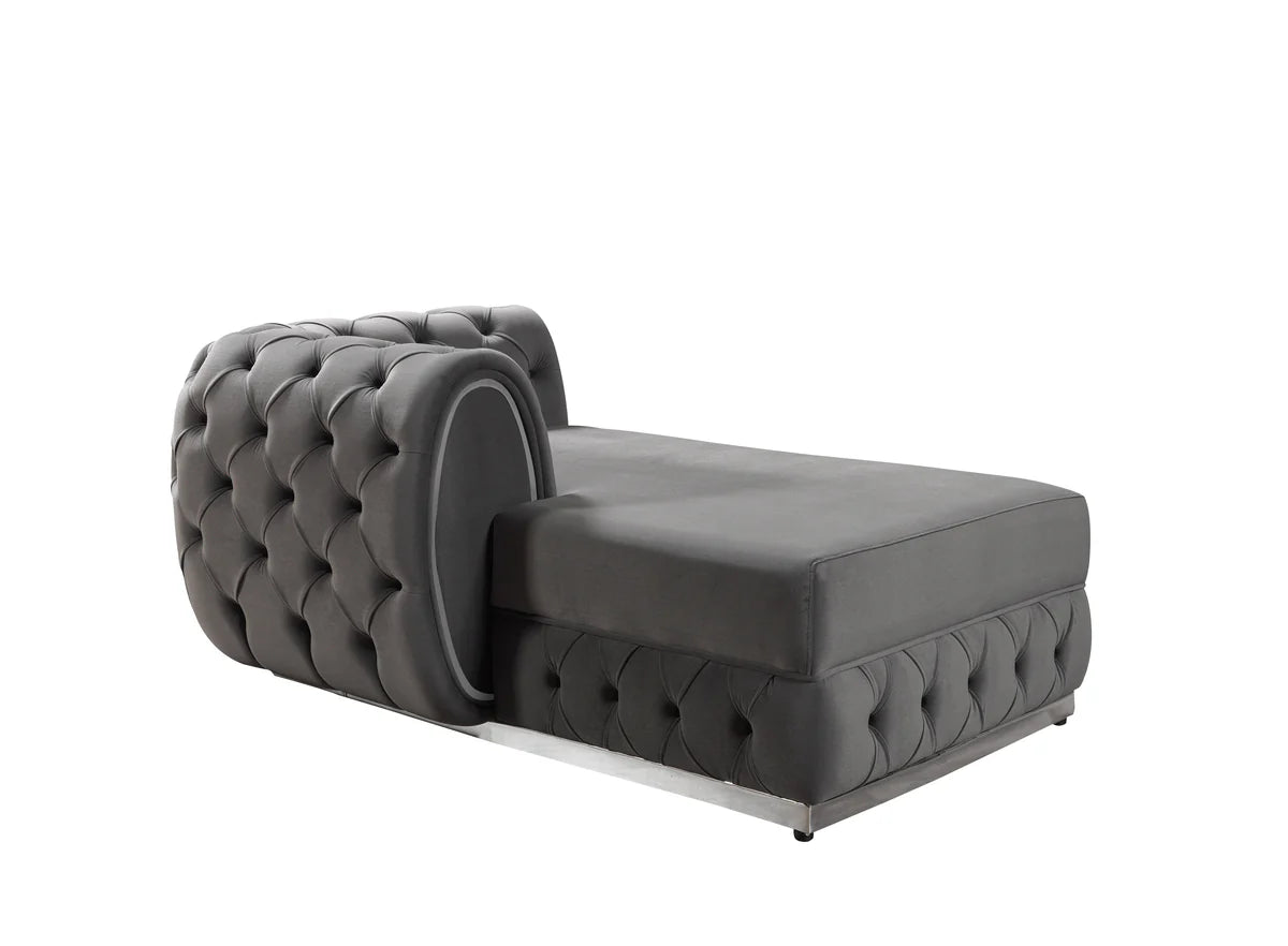 Jessie Gray Velvet Double Chaise 138" Sectiona