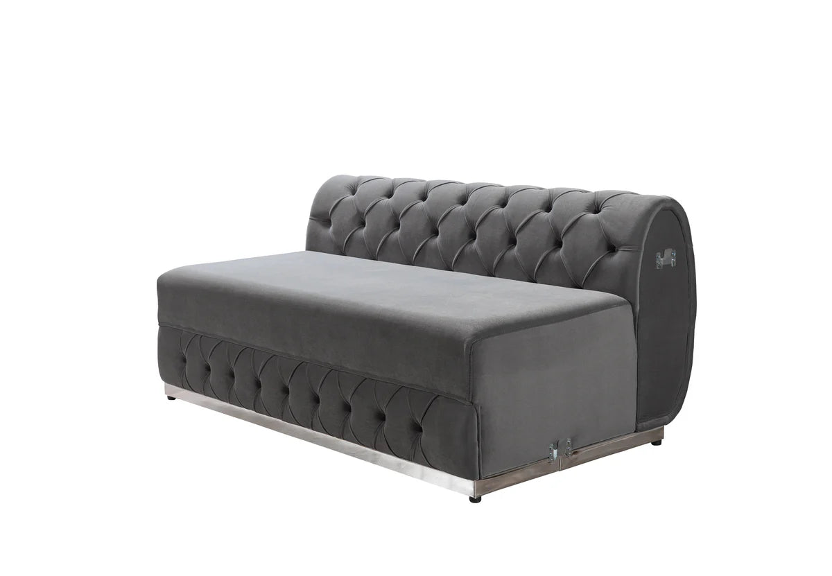 Jessie Gray Velvet Double Chaise 138" Sectiona