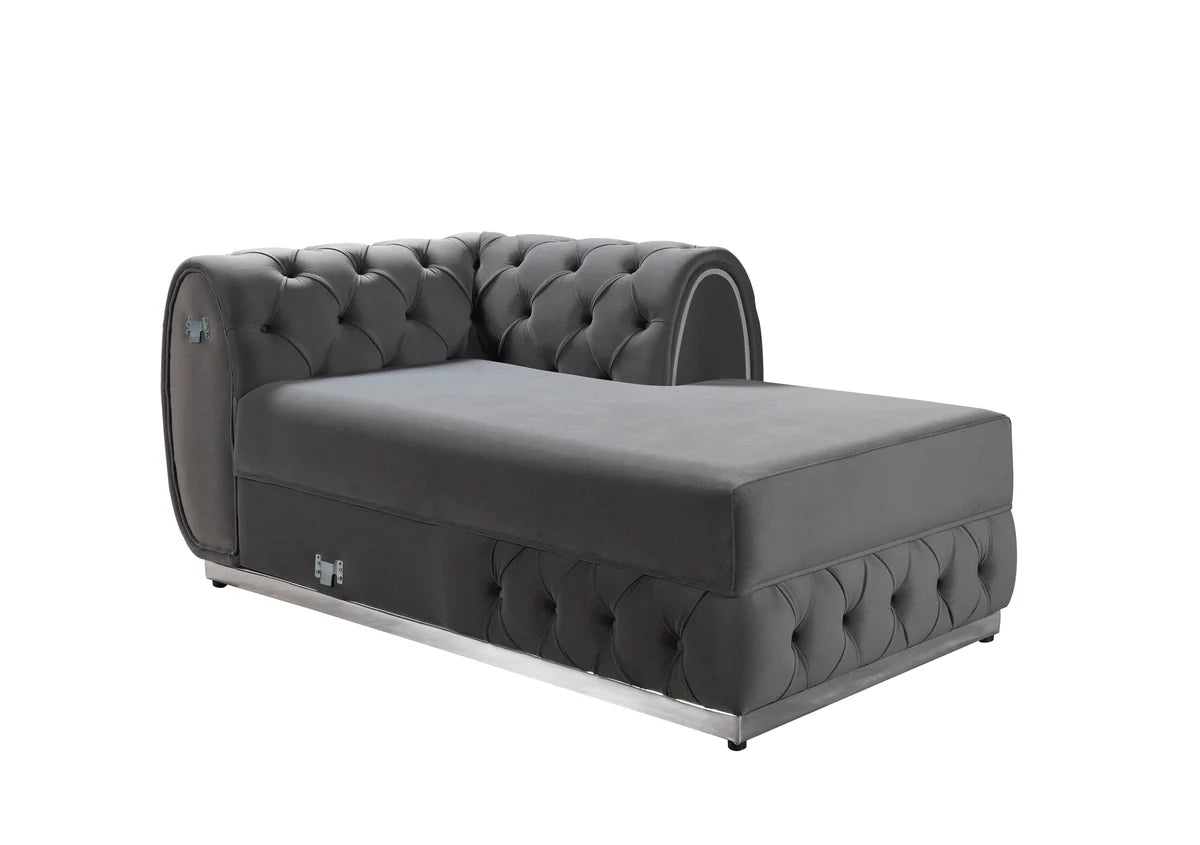 Jessie Gray Velvet Double Chaise 138" Sectiona