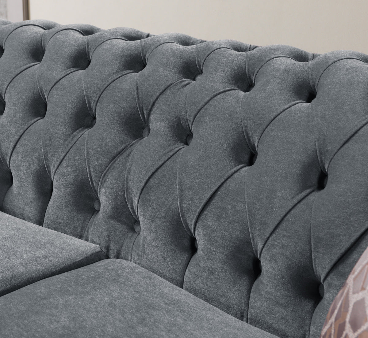 Victoria Gray Velvet Sofa 99" & Loveseat 79"