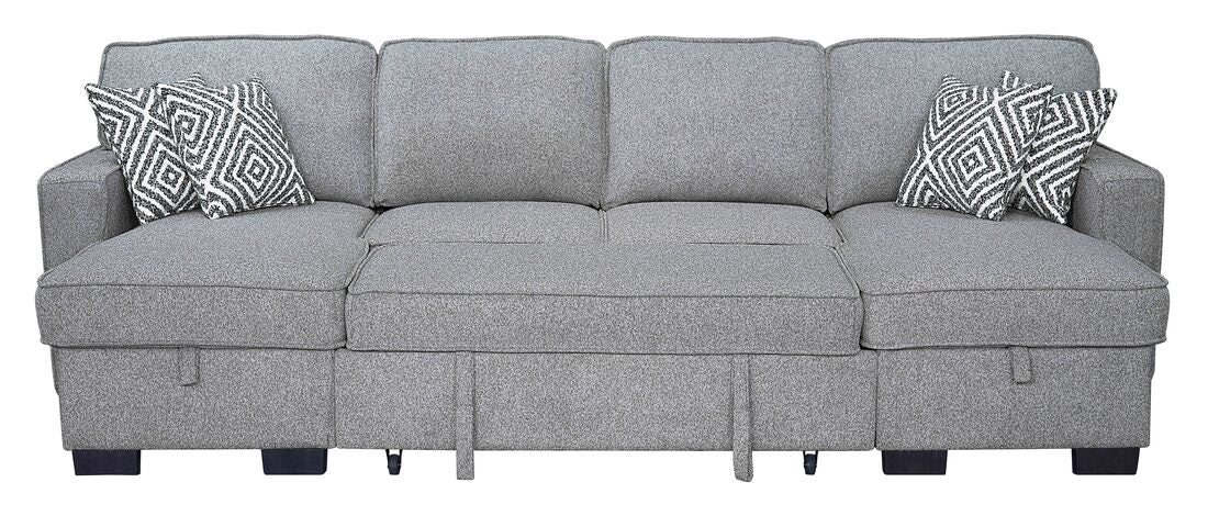 Sahara Gray - Double Storage Chaise Sectional w/ Drop Down Cupholders (HH)