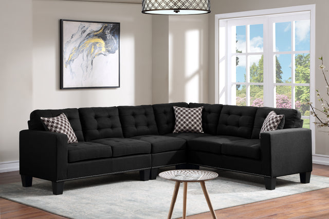 Logan Black - Reversible Sectional (Linen) (HH)