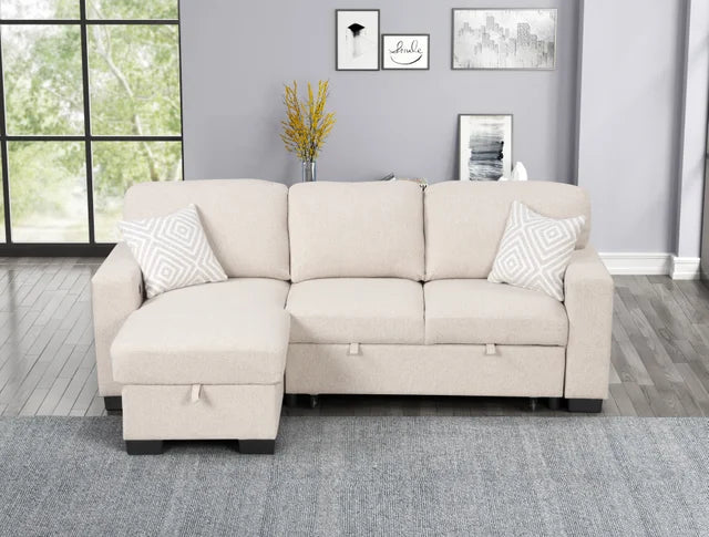 Pacific Beige Reversible Sectional With Pull-Out Bed (HH)