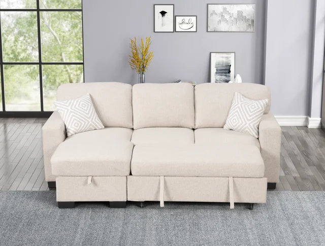 Pacific Beige Reversible Sectional With Pull-Out Bed (HH)