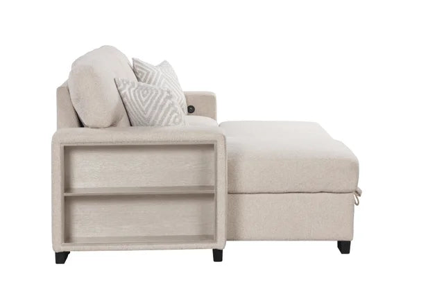 Pacific Beige Reversible Sectional With Pull-Out Bed (HH)