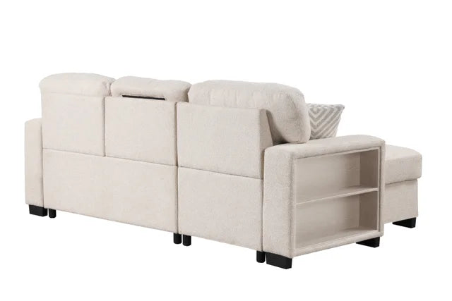 Pacific Beige Reversible Sectional With Pull-Out Bed (HH)