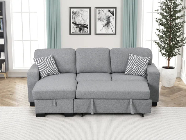 Pacific Gray Reversible Sectional With Pull-Out Bed (HH)