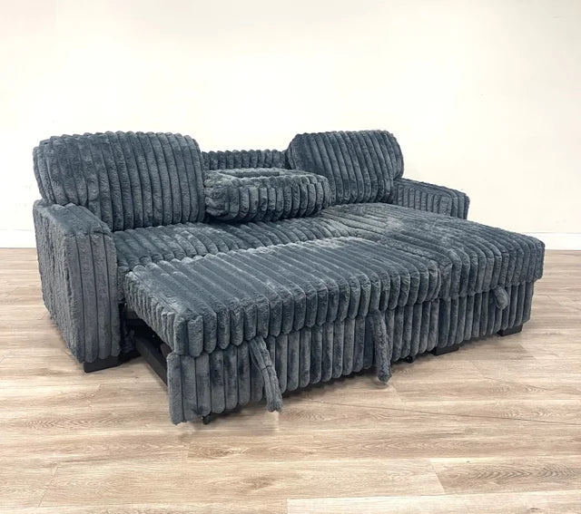 Poland Charcoal Reversible Sectional With Pull-Out Bed (HH)