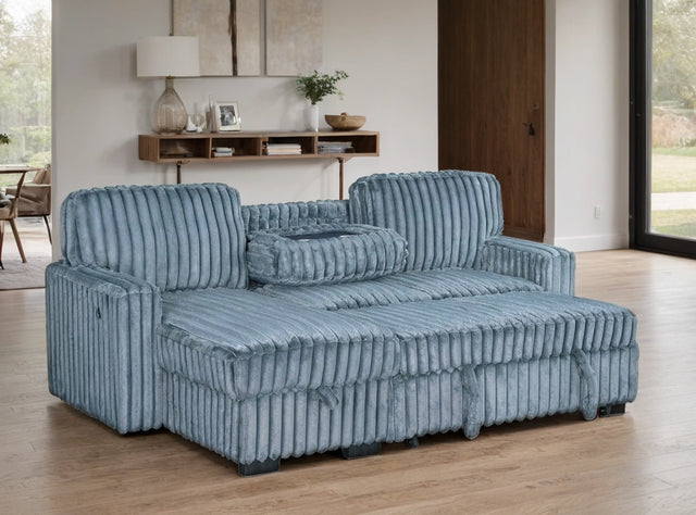 Poland Charcoal Reversible Sectional With Pull-Out Bed (HH)