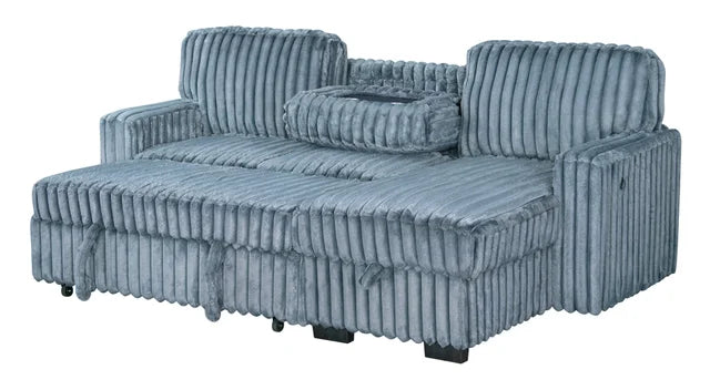 Poland Charcoal Reversible Sectional With Pull-Out Bed (HH)