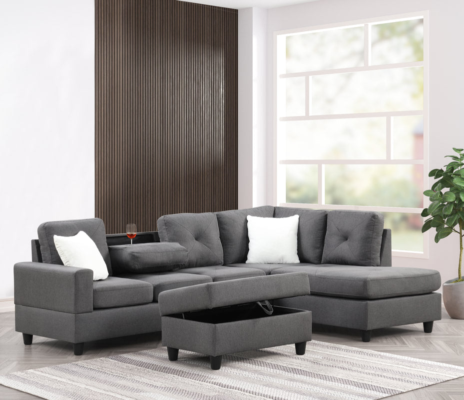 Rocket Charcoal Reversible Sectional (HH)