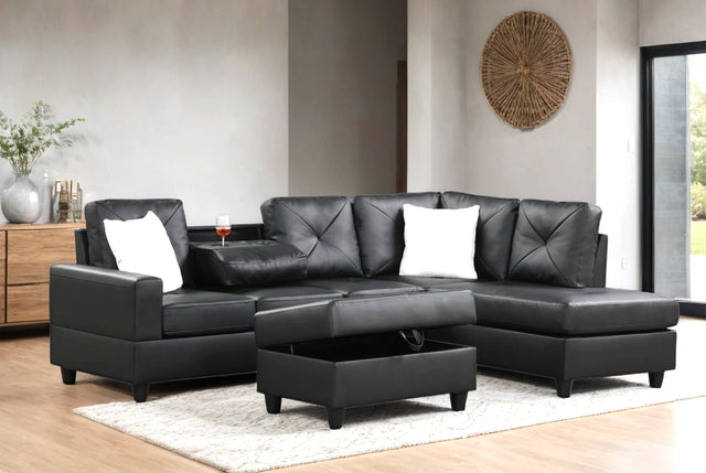 Rocket PU Reversible Sectional Black (HH)