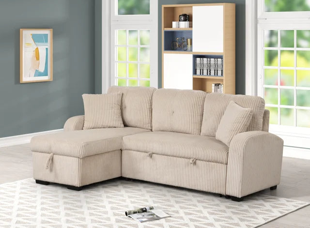 Silvia Beige - Sectional With Pull-Out Bed (HH)