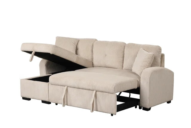 Silvia Beige - Sectional With Pull-Out Bed (HH)
