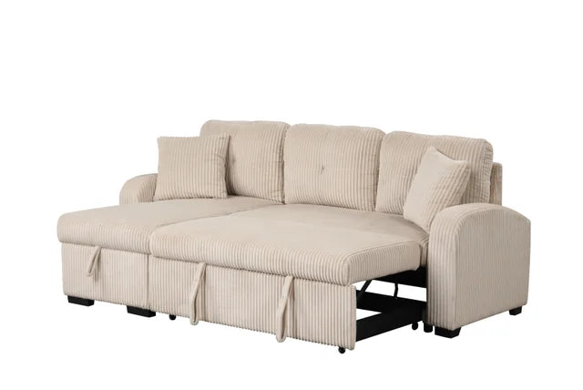 Silvia Beige - Sectional With Pull-Out Bed (HH)
