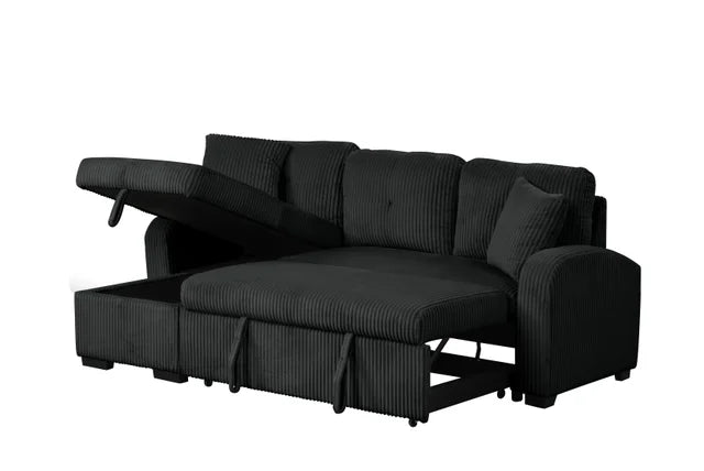 Silvia Black - Sectional With Pull-Out Bed (HH)