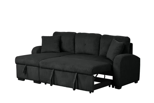 Silvia Black - Sectional With Pull-Out Bed (HH)