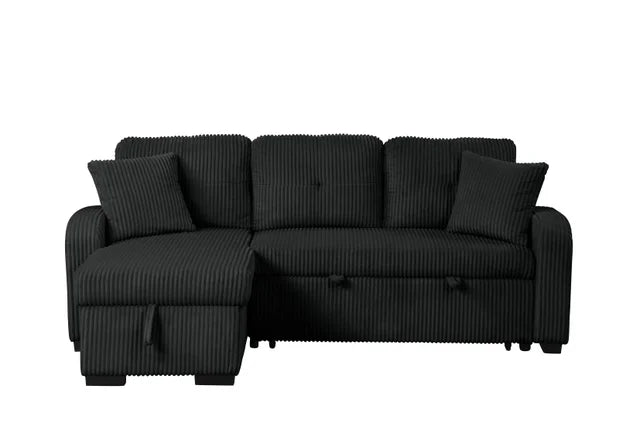 Silvia Black - Sectional With Pull-Out Bed (HH)