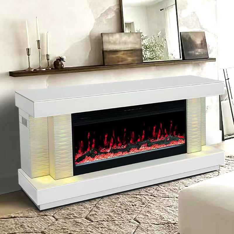 A91 TV STAND W/FIREPLACE (WHITE) (HH)
