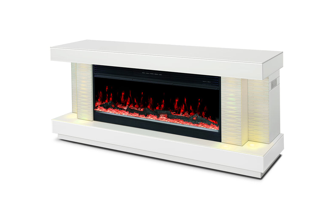 A91 TV STAND W/FIREPLACE (WHITE) (HH)