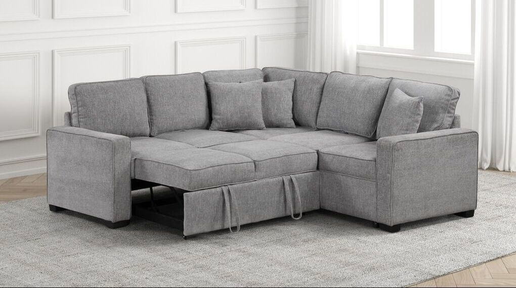 Ariel Gray Sectional With Pull-Out Bed (HH)