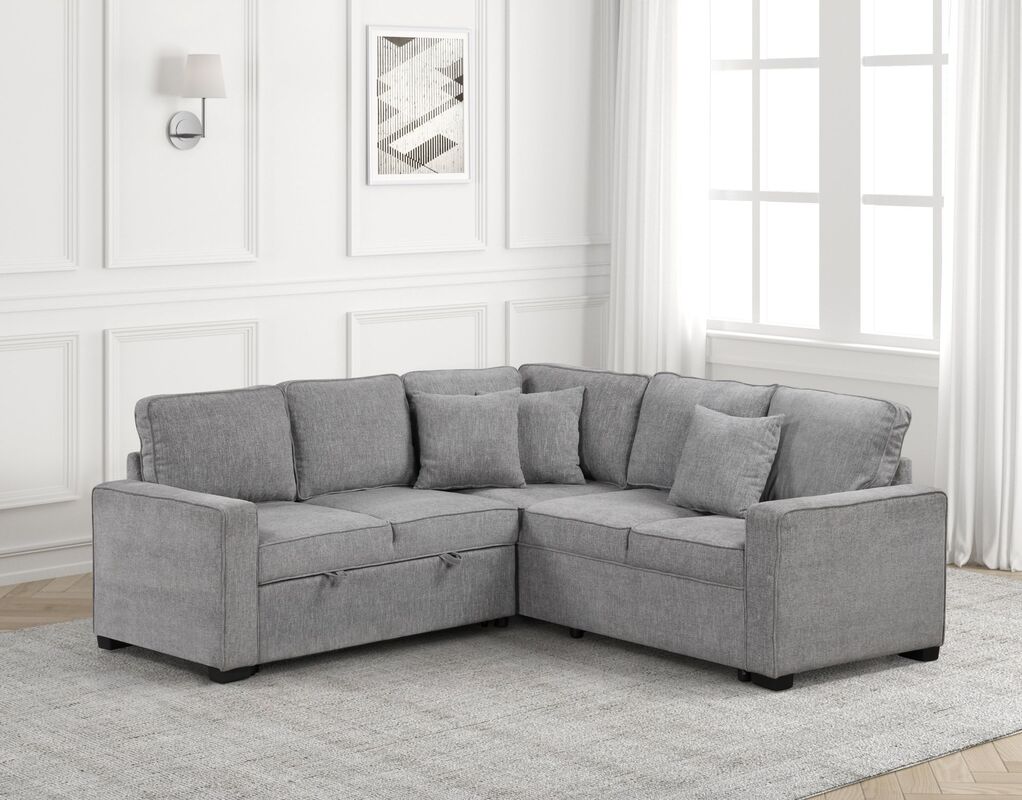 Ariel Gray Sectional With Pull-Out Bed (HH)
