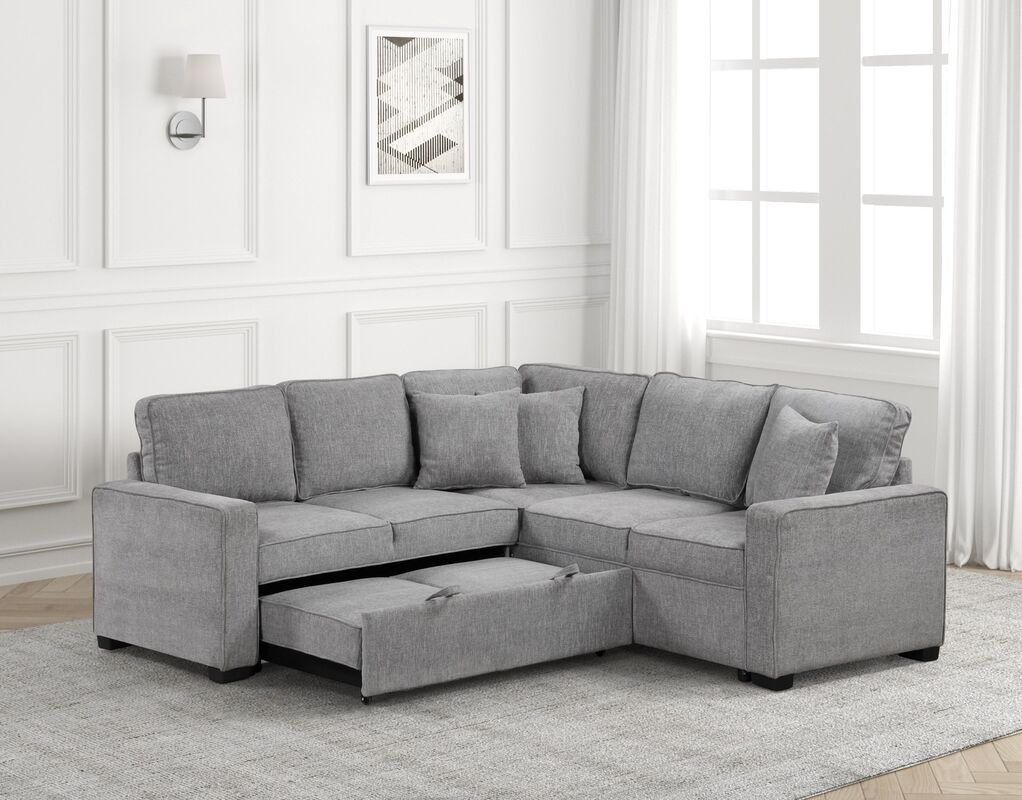 Ariel Gray Sectional With Pull-Out Bed (HH)