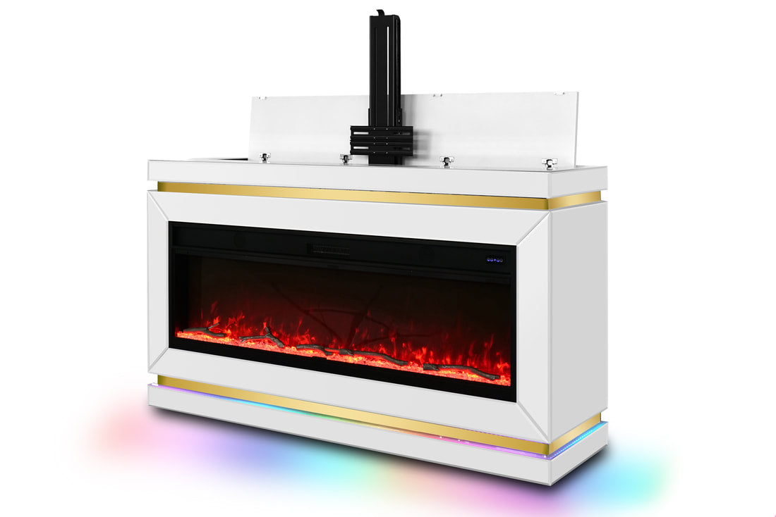 A94 TV STAND W/FIREPLACE (WHITE) (HH)
