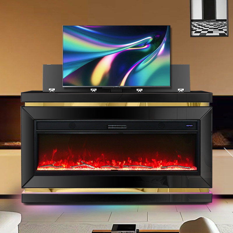 A93 TV STAND W/FIREPLACE (BLACK) (HH)