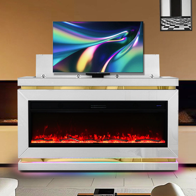 A94 TV STAND W/FIREPLACE (WHITE) (HH)