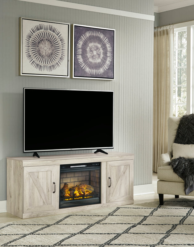 EW0331-268 - TV Stand w/Fireplace 60"L (Whitewash) (HH)