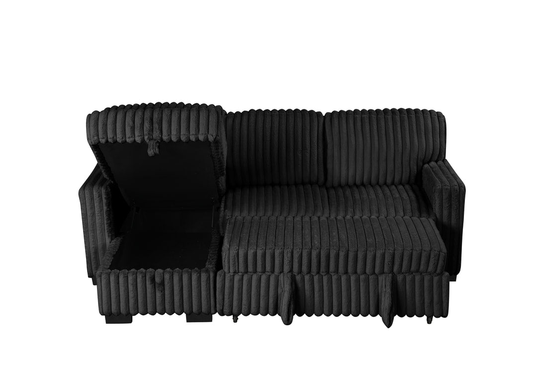 Poland Black Reversible Sectional With Pull-Out Bed (HH)