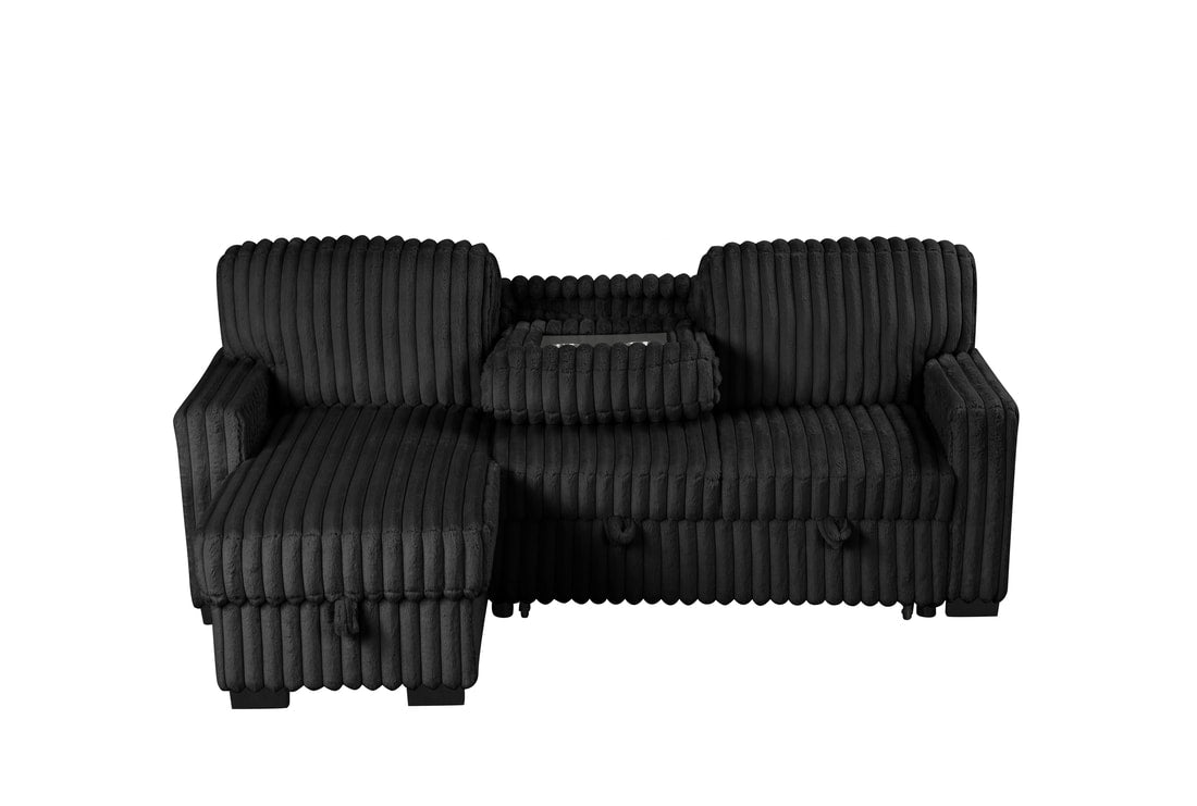Poland Black Reversible Sectional With Pull-Out Bed (HH)