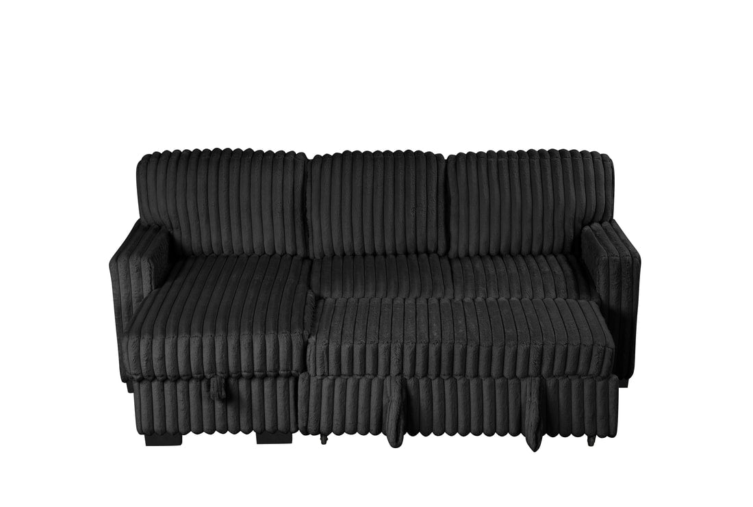 Poland Black Reversible Sectional With Pull-Out Bed (HH)