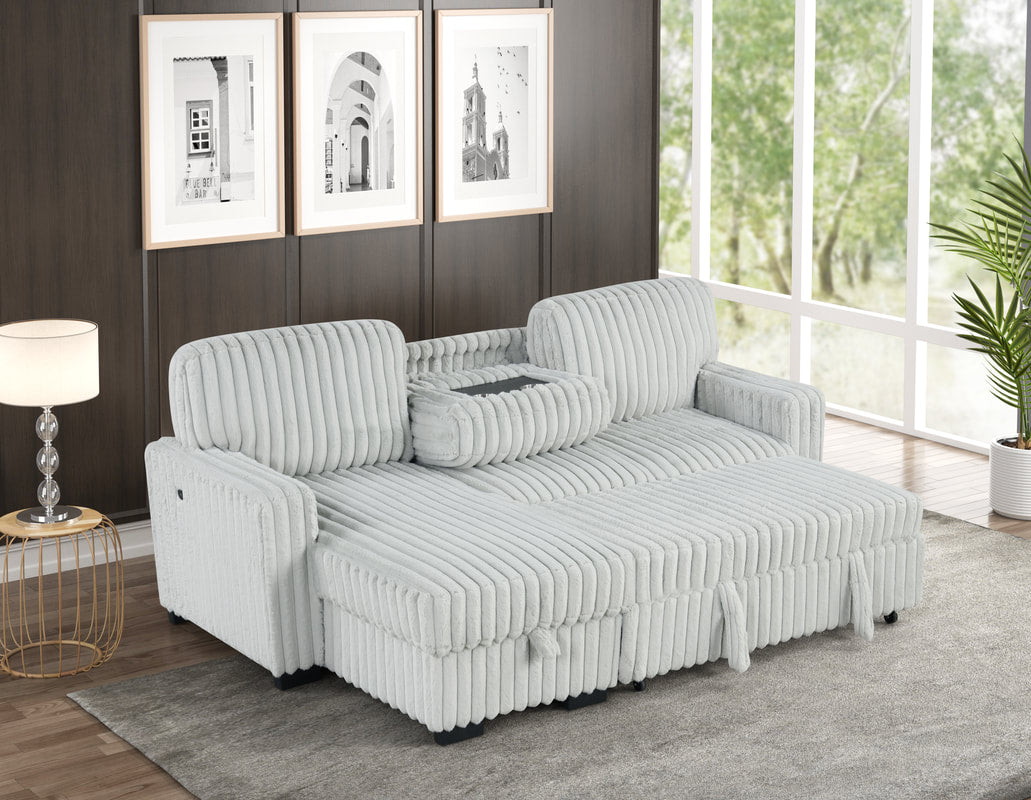 Poland Gray Reversible Sectional With Pull-Out Bed (HH)