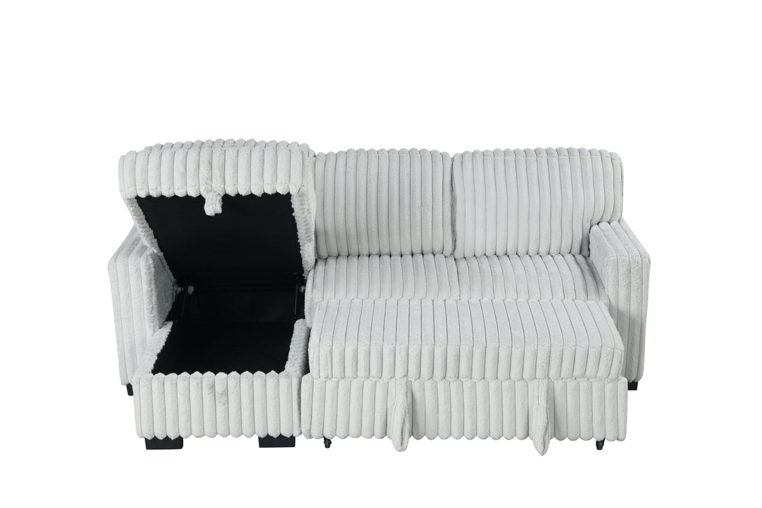 Poland Gray Reversible Sectional With Pull-Out Bed (HH)